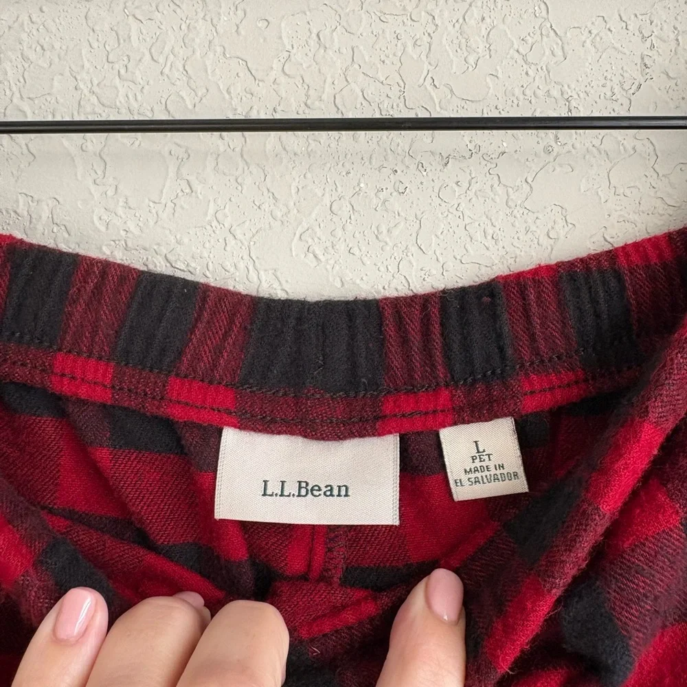 LL Bean Scotch Plaid Flannel Pajama Set Large Red Black Buffalo Check Rob Roy - Picture 4 of 6